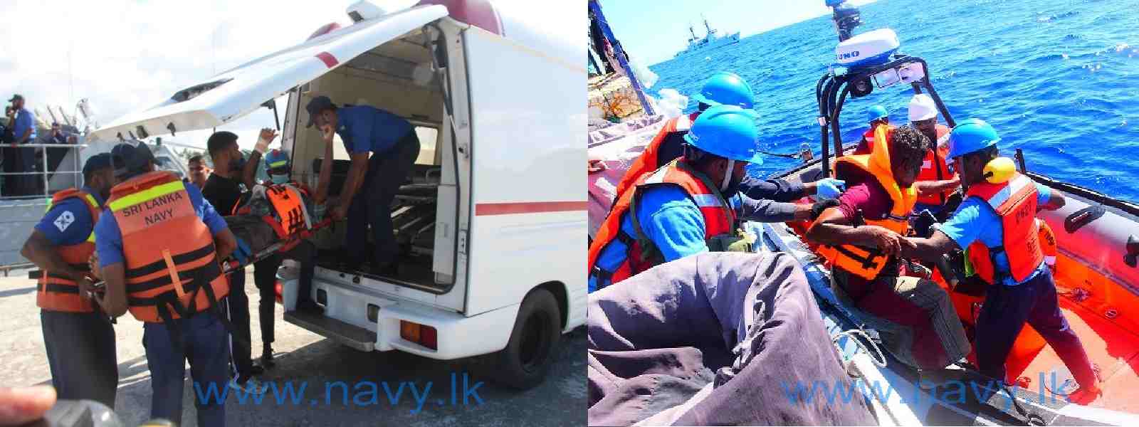 Navy brings ill fisherman ashore for immediate treatment from high seas